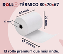 Rollo de Papel Térmico  80x70x67 (Caja de 50 Unidades)